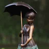 Bronzeskulptur Sonja mit Regenschirm 