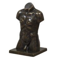 Bronzeskulptur "Männlicher Torso" klein - auf Sockel