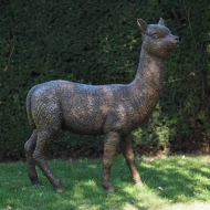 Bronzeskulptur Lama bzw. Alpaka  im Garten