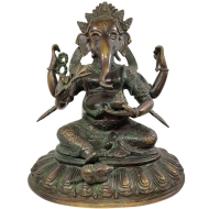 Ganesha aus Bronze mit einer grünen Patina um 1980