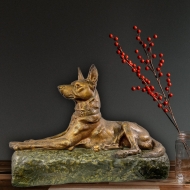 Bronzeskulptur "Deutscher Schäferhund" von Maximilien Louis Fiot