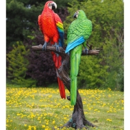 bronze_skulptur papageien bunt