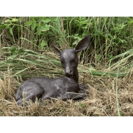Bronzeskulptur "Liegendes Rehkitz"