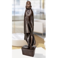 Beispielansicht der Bronzeskulptur "Mensch mit Mantel"