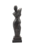 Bronzeskulptur "Abstrakter Weiblicher Torso" auf Marmorsockel