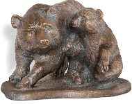 Bronzeskulptur Bärin mit Jungem von Strassacker