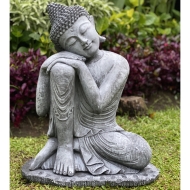 Sitzender Buddha "Entspannung - ein Bein hoch", 65cm