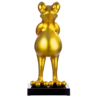 Skulptur "Frosch" auf Marmorsockel, gold