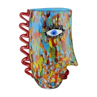 Skulptur "Gesichtsvase - Froozen" aus Glas