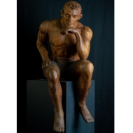 Holzskulptur "Der Denker" Unikat, handgeschnitzt, nach Auguste Rodin