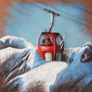 Skilift in Südtirol. rot.
