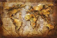 Wandbild Wandobjekt Dekobild Metall Weltkarte Perspektive