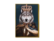 Wandbild "König Wolf" handgemaltes Ölgemälde  mit Rahmen – 100x70cm