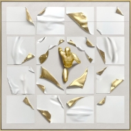 Wandbild "Durchbruch des Läufers" – Gold & Weiß – 100×100cm – 3D – Leinwand