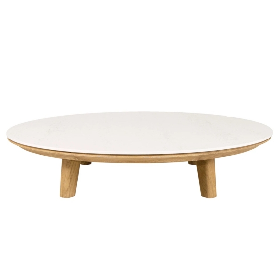 Cane-line Aspect Couchtisch rund Tischplatte Ø: 144cm, Fossil Keramik Travertine look