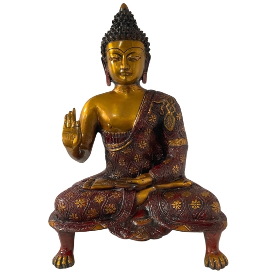 Sitzender Buddha Amoghasiddhi aus Messing - 50cm