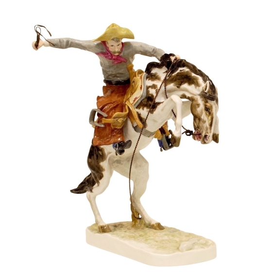 Broncho Buster nach Remington - Porzellan von Fürstenberg, handcoloriert-1