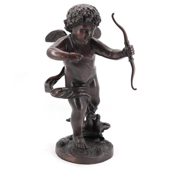 Frontansicht der Bronzefigur "Amor - Gott der Liebe"