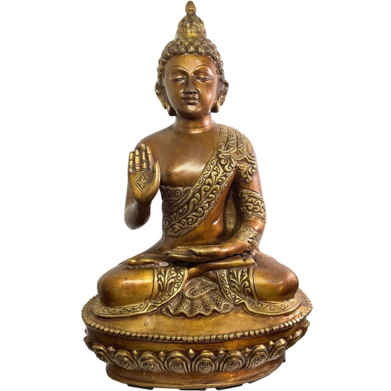 Frontansicht der Bronzefigur "Sitzender Buddha"