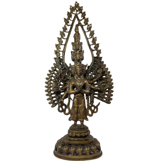 Frontansicht der Bronzefigur "Durga, Göttin der Vollkommenheit"