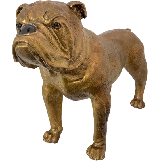 Bronzeskulptur "Hund - Englische Bulldogge", gold