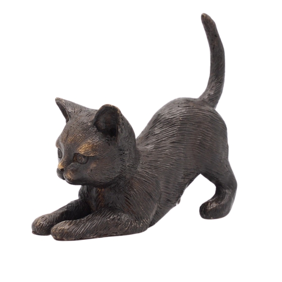 Bronzeskulptur "Liegendes Kätzchen"
