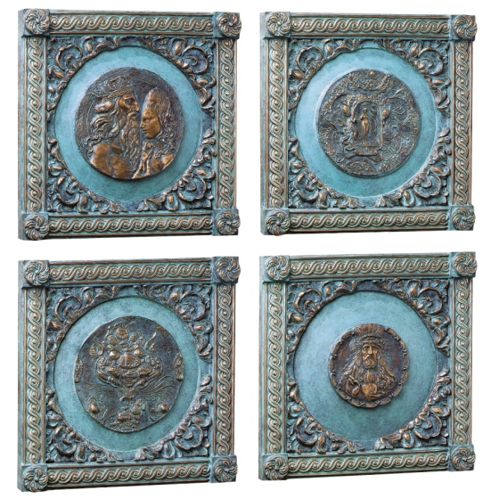 Frontansicht der Bronzereliefs "Biblische Gestalten"