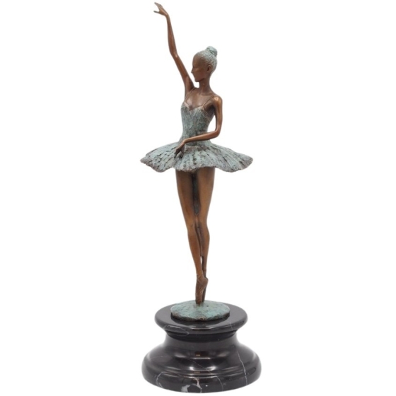 Bronzeskulptur "Ballerina bei der Pirouette" auf Marmorsockel