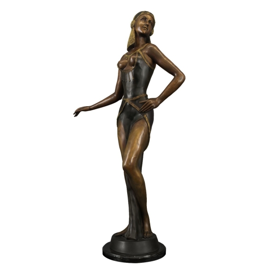 Bronzeskulptur "Orientalische Frau Lima" auf Marmorsockel - groß