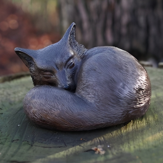 Bronzeskulptur "Schlafender Fuchs"