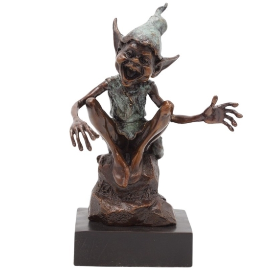 Bronzeskulptur "Sitzender Kobold"