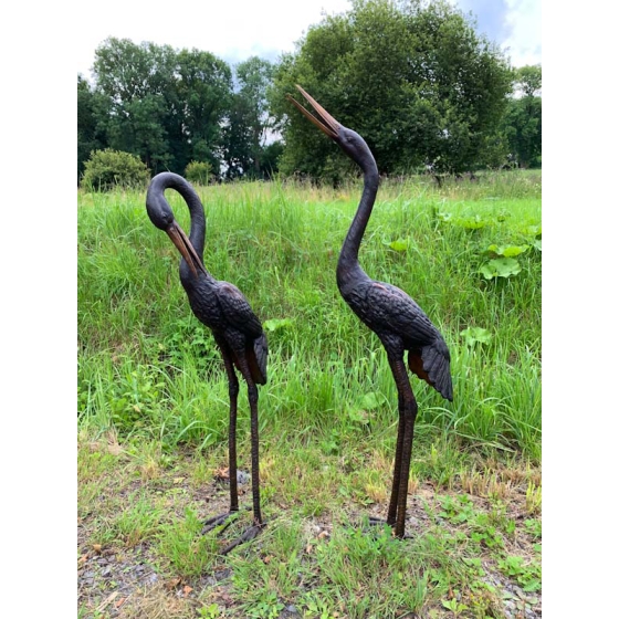 Bronzeskulpturen "Kranichpaar" als Wasserspeier