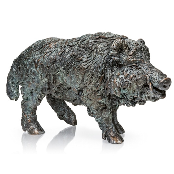 Frontansicht der Bronzeskulptur "Keiler, stehend"