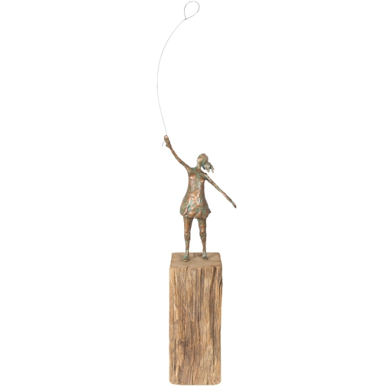 Frontansicht der Bronzeskulptur "Mädchen mit Luftballon"