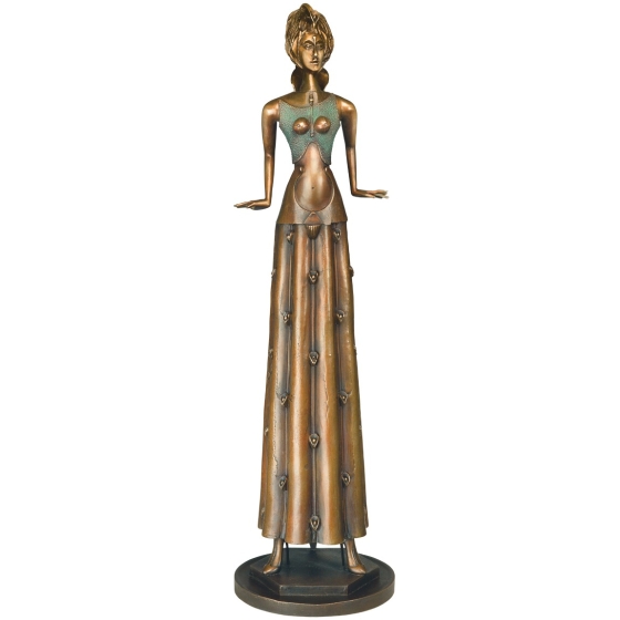 Frontansicht der Bronzeskulptur "Tänzerin im Blumenkleid"