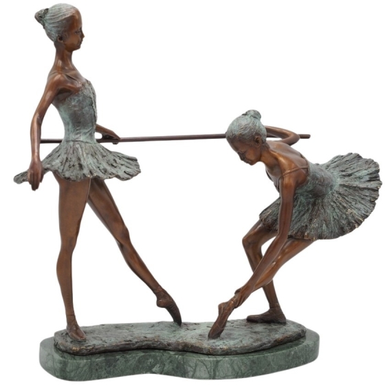 Bronzeskulptur "Ballerina-Duett" auf Marmorsockel