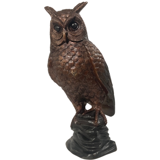 Bronzefigur "Eule auf Fels"