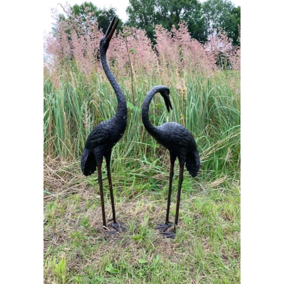 Bronzeskulptur "Kranichpaar Set" als Wasserspeier