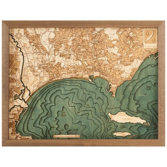 Cutting Brothers 3D-Holz-Wandkarte "Cannes" - Größe S