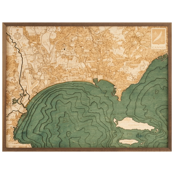 Cutting Brothers 3D-Holz-Wandkarte "Cannes" - Größe L