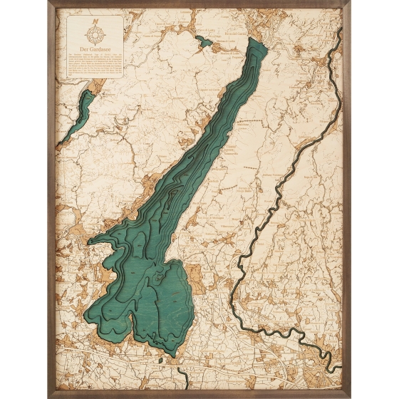 Cutting Brothers 3D-Holz-Wandkarte "Gardasee" - Größe L