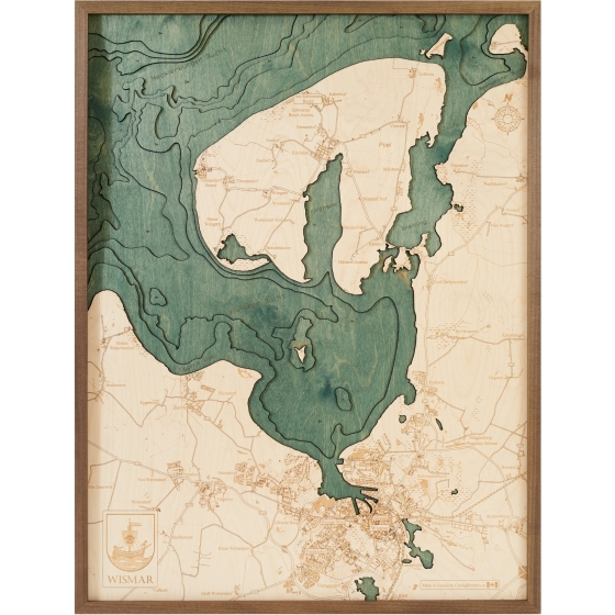 Cutting Brothers 3D-Holz-Wandkarte "Wismar und Insel Poel" - Größe L