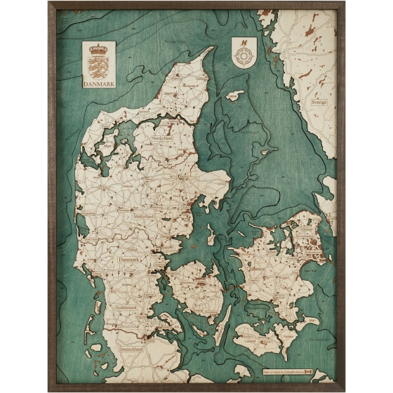 Cutting Brothers 3D-Holz-Wandkarte "Dänemark" - Größe L