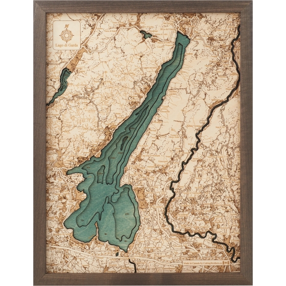 Cutting Brothers 3D-Holz-Wandkarte "Gardasee" - Größe S