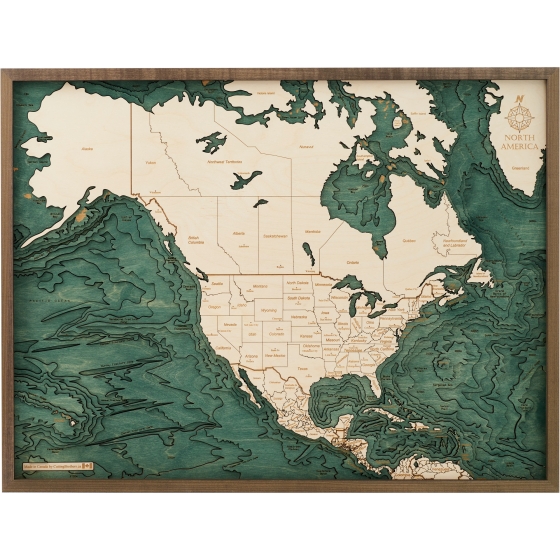Cutting Brothers 3D-Holz-Wandkarte "Nordamerika"