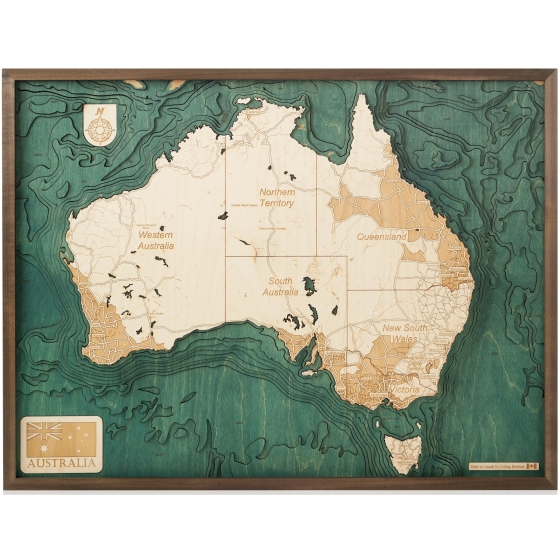 Cutting Brothers 3D-Holz-Wandkarte "Australien"