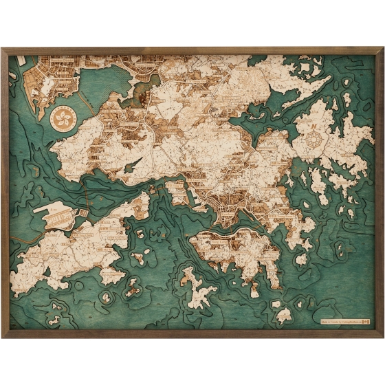 Cutting Brothers 3D-Holz-Wandkarte "Hongkong"