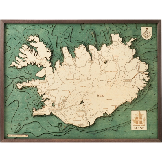 Cutting Brothers 3D-Holz-Wandkarte "Island"