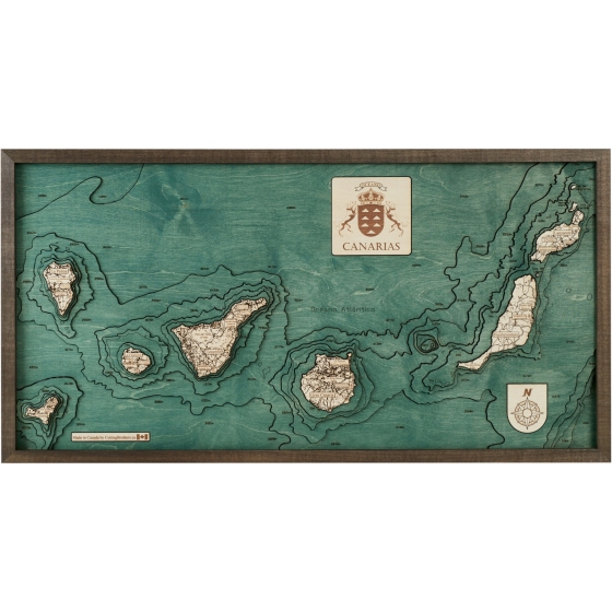 Cutting Brothers 3D-Holz-Wandkarte "Kanarische Inseln" - M