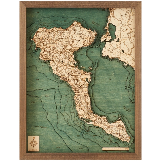 Cutting Brothers 3D-Holz-Wandkarte "Korfu" - Größe S